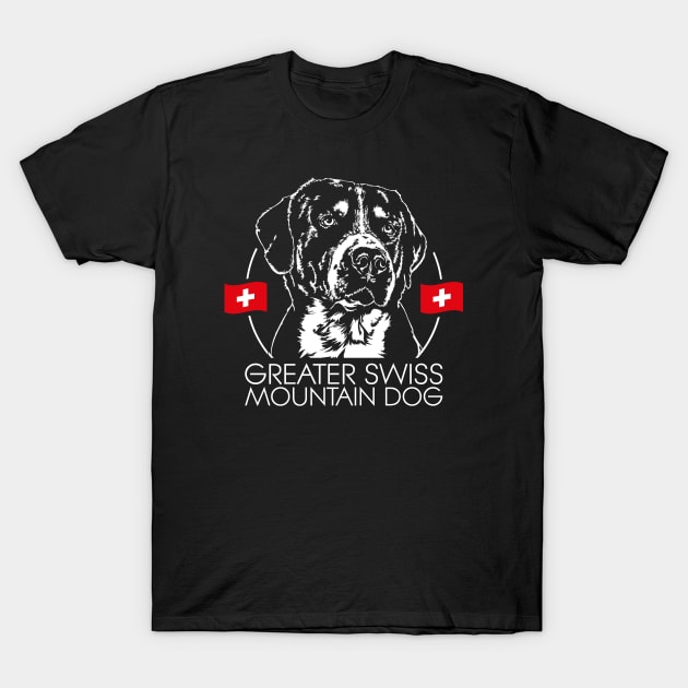 Greater Swiss Mountain Dog portrait T-Shirt by wilsigns